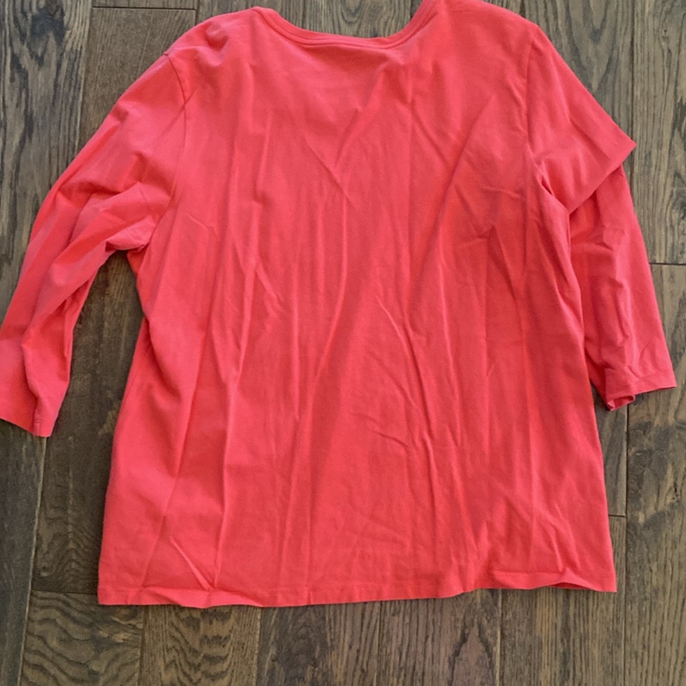 Chico’s Coral Ultimate 3/4 sleeve Tee sz 3 - Picture 4 of 6